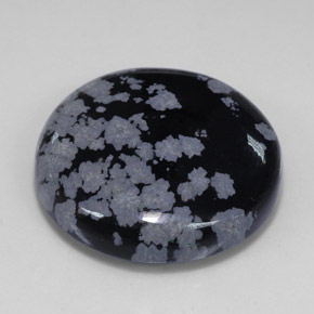 Obsidienne flocon de neige noir naturelle coupe roude, 28,56 ct, opaque