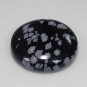 Obsidienne flocon de neige noir naturelle coupe roude, 25,36 ct, opaque