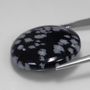 Obsidienne flocon de neige noir naturelle coupe roude, 25,36 ct, opaque