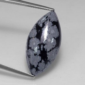 Obsidienne flocon de neige Gris-Blanc Noir naturelle Marquise, 9.87 ct, Opaque
