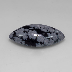 Obsidienne flocon de neige Gris-Blanc Noir naturelle Marquise, 9.87 ct, Opaque