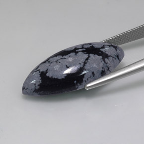 Obsidienne flocon de neige Gris-Blanc Noir naturelle Marquise, 9.87 ct, Opaque
