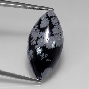 Obsidienne flocon de neige Noir blanc naturelle Marquise, 10.55 ct, Opaque