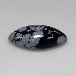 Obsidienne flocon de neige Noir blanc naturelle Marquise, 10.55 ct, Opaque