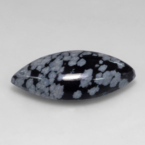 Obsidienne flocon de neige noir naturelle marquise, 10,14 ct, opaque