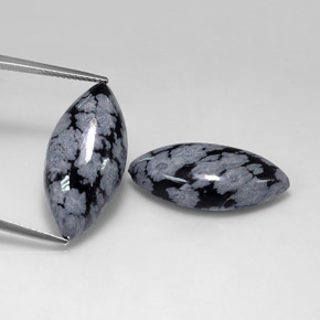 Achetez naturel ct Gris-Blanc Noir Obsidienne flocon de neige gems, Marquise, En provenance Mexique chez GemSelect. En stock, livraison internationale!