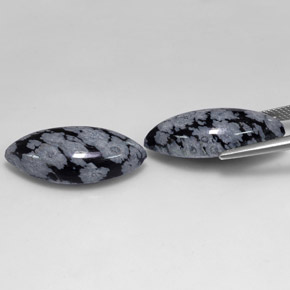 Achetez naturel ct Gris-Blanc Noir Obsidienne flocon de neige gems, Marquise, En provenance Mexique chez GemSelect. En stock, livraison internationale!