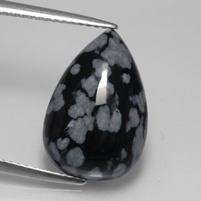 Obsidienne flocon de neige multicolore naturelle en forme de poire, 6,26 ct, opaque