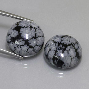 Achetez naturel ct noir obsidienne flocon de neige gems, coupe roude, en provenance mexique chez gemselect. en stock, livraison internationale!