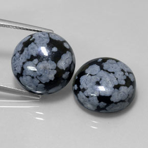 Achetez naturel ct Gris-Blanc Noir Obsidienne flocon de neige gems, Coupe roude, En provenance Mexique chez GemSelect. En stock, livraison internationale!