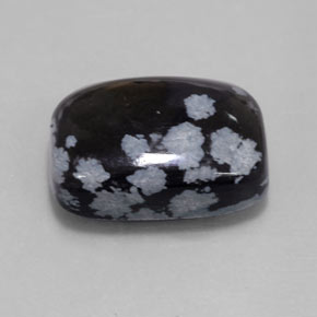 Obsidienne flocon de neige noir naturelle coupe coussin, 12,25 ct, opaque