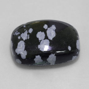 Obsidienne flocon de neige noir naturelle coupe coussin, 14,24 ct, opaque