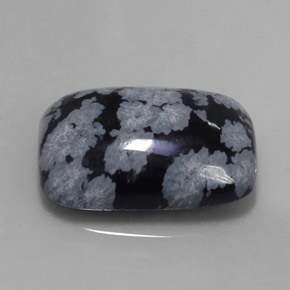 Obsidienne flocon de neige Gris-Blanc Noir naturelle Coupe coussin, 10.02 ct, Opaque