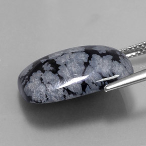 Obsidienne flocon de neige Gris-Blanc Noir naturelle Coupe coussin, 10.02 ct, Opaque