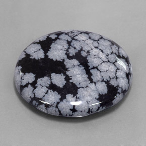 Obsidienne flocon de neige Gris-Blanc Noir naturelle Coupe roude, 27.54 ct, Opaque