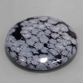 Obsidienne flocon de neige noir naturelle coupe roude, 35,88 ct, opaque