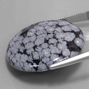 Obsidienne flocon de neige noir naturelle coupe roude, 35,88 ct, opaque
