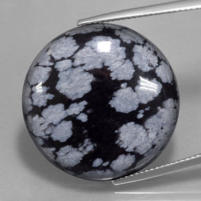 Obsidienne flocon de neige Gris-Blanc Noir naturelle Coupe roude, 28.36 ct, Opaque