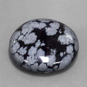 Obsidienne flocon de neige Gris-Blanc Noir naturelle Coupe roude, 28.36 ct, Opaque