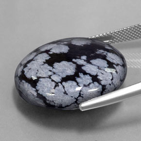 Obsidienne flocon de neige Gris-Blanc Noir naturelle Coupe roude, 28.36 ct, Opaque