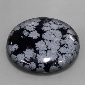 Obsidienne flocon de neige noir naturelle coupe roude, 29,16 ct, opaque