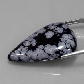 Obsidienne flocon de neige multicolore naturelle en forme de poire, 28,43 ct, opaque