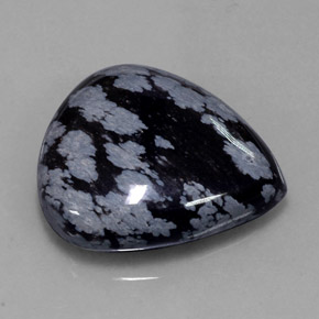 Obsidienne flocon de neige noir naturelle en forme de poire, 34,56 ct, opaque