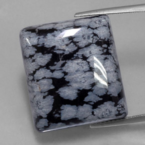 Obsidienne flocon de neige Noir blanc naturelle Carré, 27.37 ct, Opaque