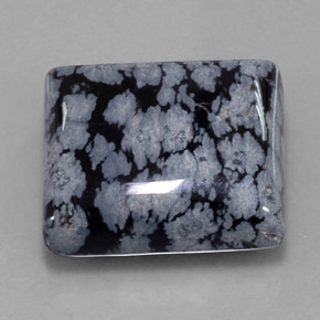 Obsidienne flocon de neige Noir blanc naturelle Carré, 27.37 ct, Opaque