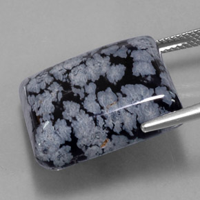 Obsidienne flocon de neige Noir blanc naturelle Carré, 27.37 ct, Opaque