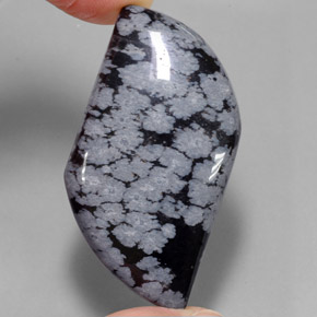 Obsidienne flocon de neige noir naturelle forme fantaisie, 49,62 ct, opaque