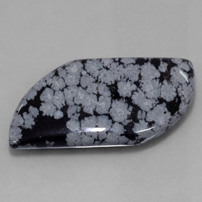 Obsidienne flocon de neige noir naturelle forme fantaisie, 49,62 ct, opaque