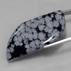 Obsidienne flocon de neige noir naturelle forme fantaisie, 49,62 ct, opaque