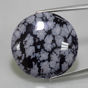 Obsidienne flocon de neige noir naturelle coupe roude, 31,32 ct, opaque