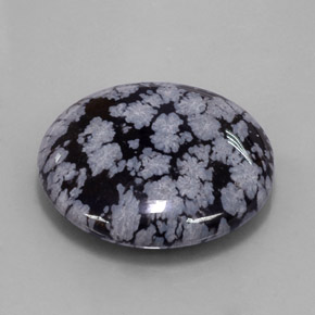 Obsidienne flocon de neige noir naturelle coupe roude, 31,32 ct, opaque
