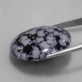 Obsidienne flocon de neige noir naturelle coupe roude, 31,32 ct, opaque