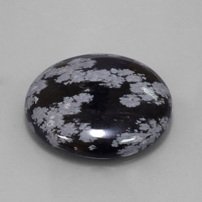Obsidienne flocon de neige noir naturelle coupe roude, 25,93 ct, opaque