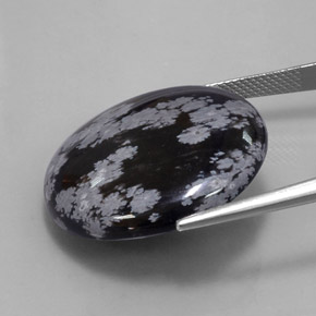 Obsidienne flocon de neige noir naturelle coupe roude, 25,93 ct, opaque