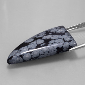 Obsidienne flocon de neige noir naturelle forme fantaisie, 31,95 ct, opaque