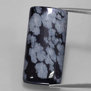 Obsidienne flocon de neige noir naturelle baguette, 15,68 ct, opaque