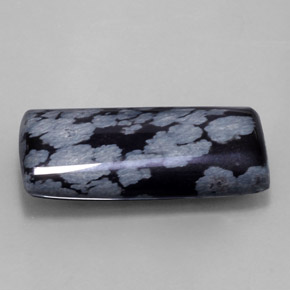 Obsidienne flocon de neige noir naturelle baguette, 15,68 ct, opaque