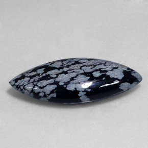 Obsidienne flocon de neige noir naturelle marquise, 19,75 ct, opaque