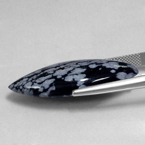 Obsidienne flocon de neige noir naturelle marquise, 19,75 ct, opaque