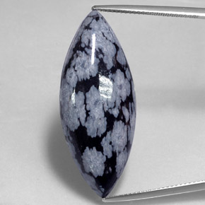 Obsidienne flocon de neige Gris-Blanc Noir naturelle Marquise, 19.85 ct, Opaque