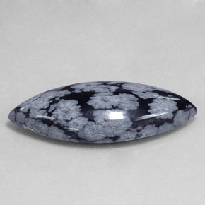 Obsidienne flocon de neige Gris-Blanc Noir naturelle Marquise, 19.85 ct, Opaque