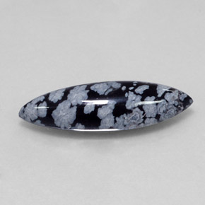 Obsidienne flocon de neige noir naturelle marquise, 6,42 ct, opaque