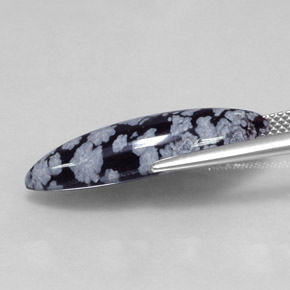 Obsidienne flocon de neige noir naturelle marquise, 6,42 ct, opaque