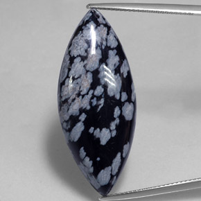 Obsidienne flocon de neige noir naturelle marquise, 19,40 ct, opaque