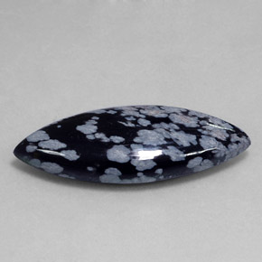 Obsidienne flocon de neige noir naturelle marquise, 19,40 ct, opaque