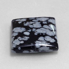 Obsidienne flocon de neige noir naturelle carré, 20,90 ct, opaque